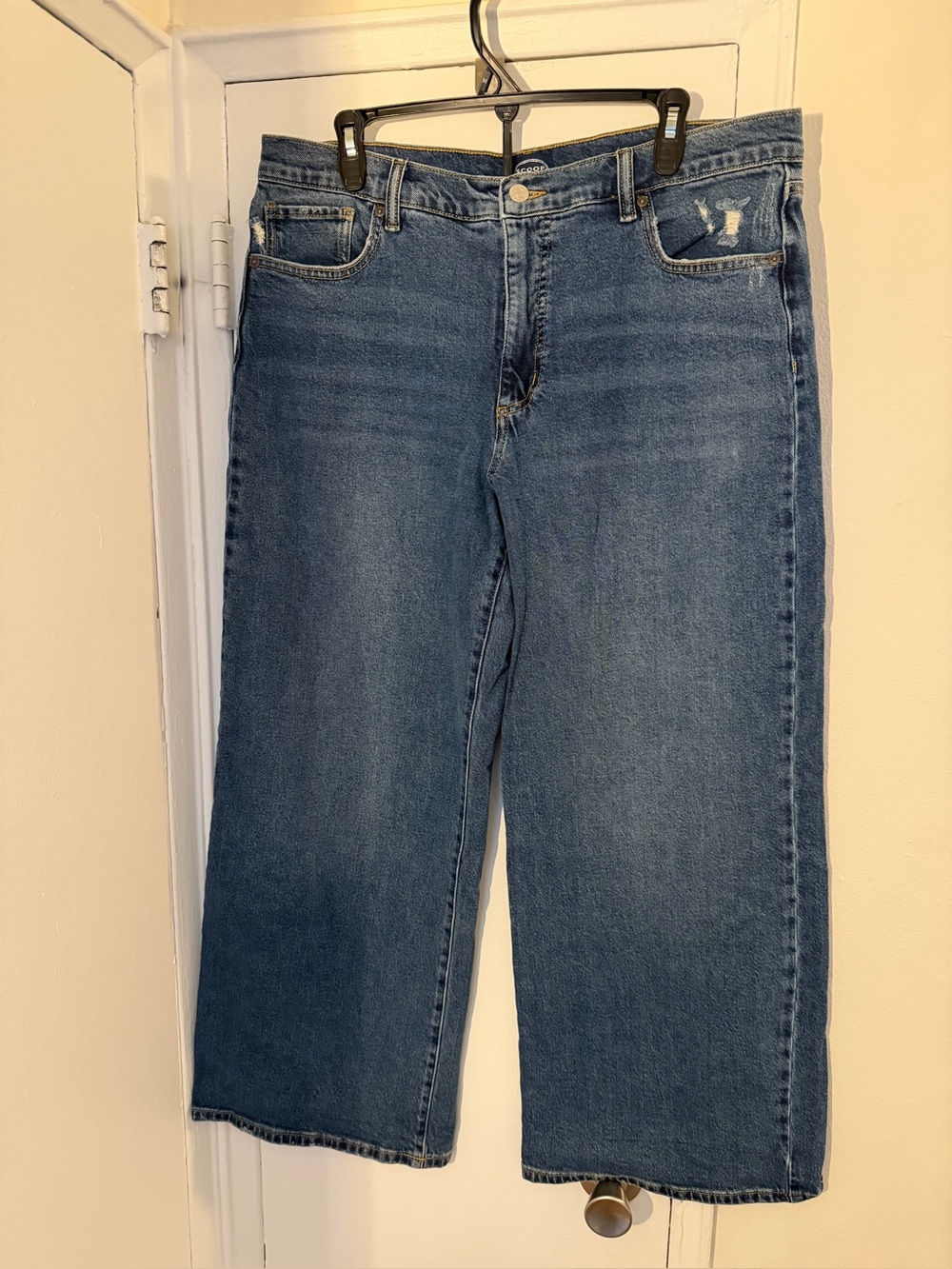 scoop wide leg jeans zip fly size 12 medium to dark blue